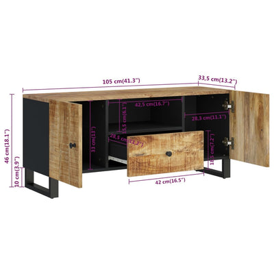 tv-bord 105x33,5x46 cm massivt mangotræ og konstrueret træ