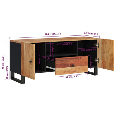 tv-bord 105x33,5x46 cm massivt akacietræ og konstrueret træ