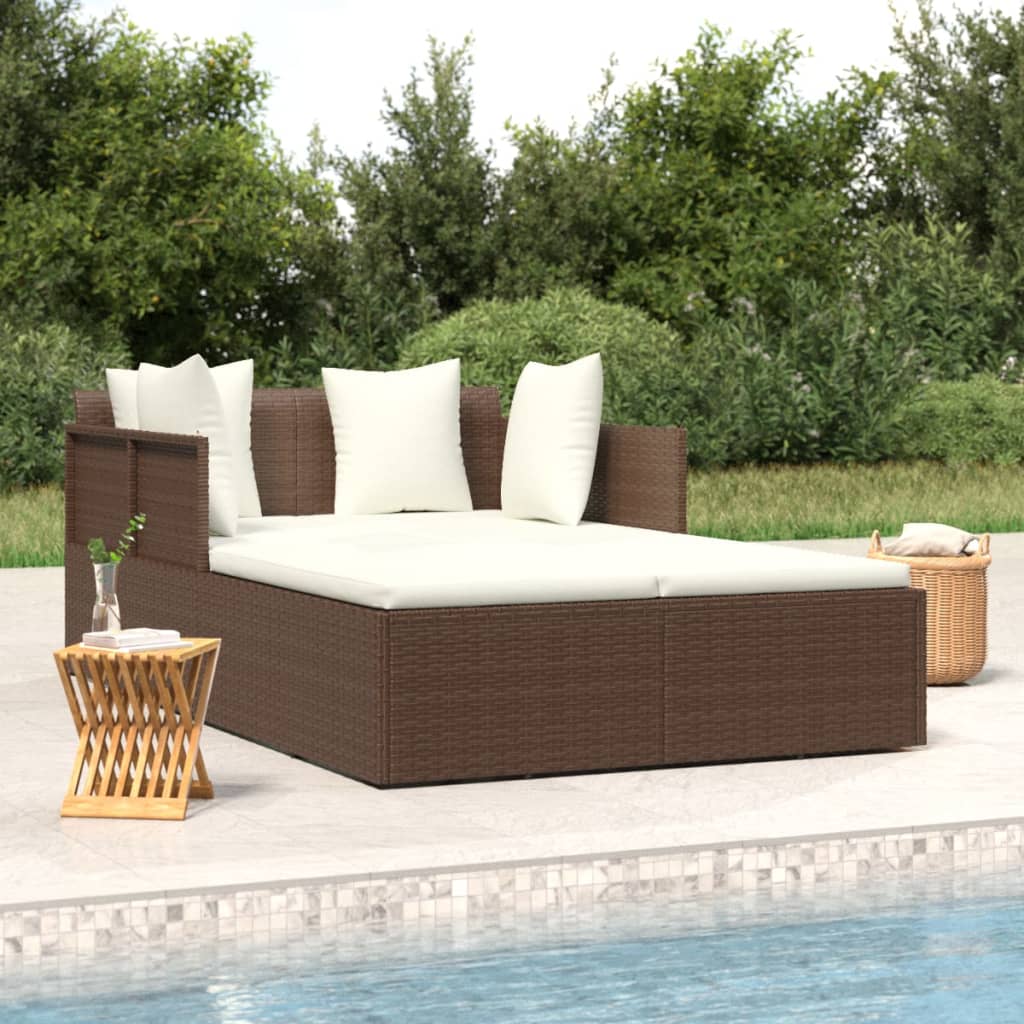 solseng med hynder 182x118x63 cm polyrattan brun