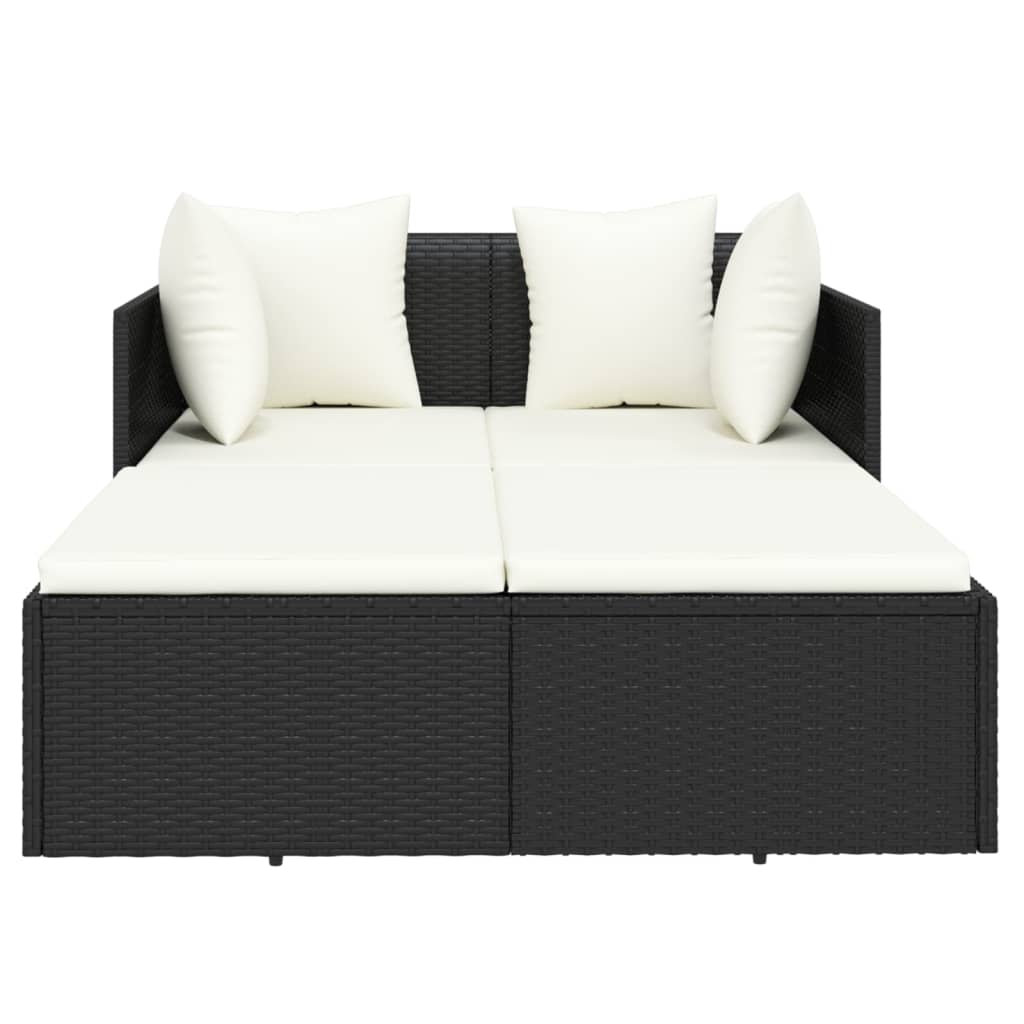 solseng med hynder 182x118x63 cm polyrattan sort