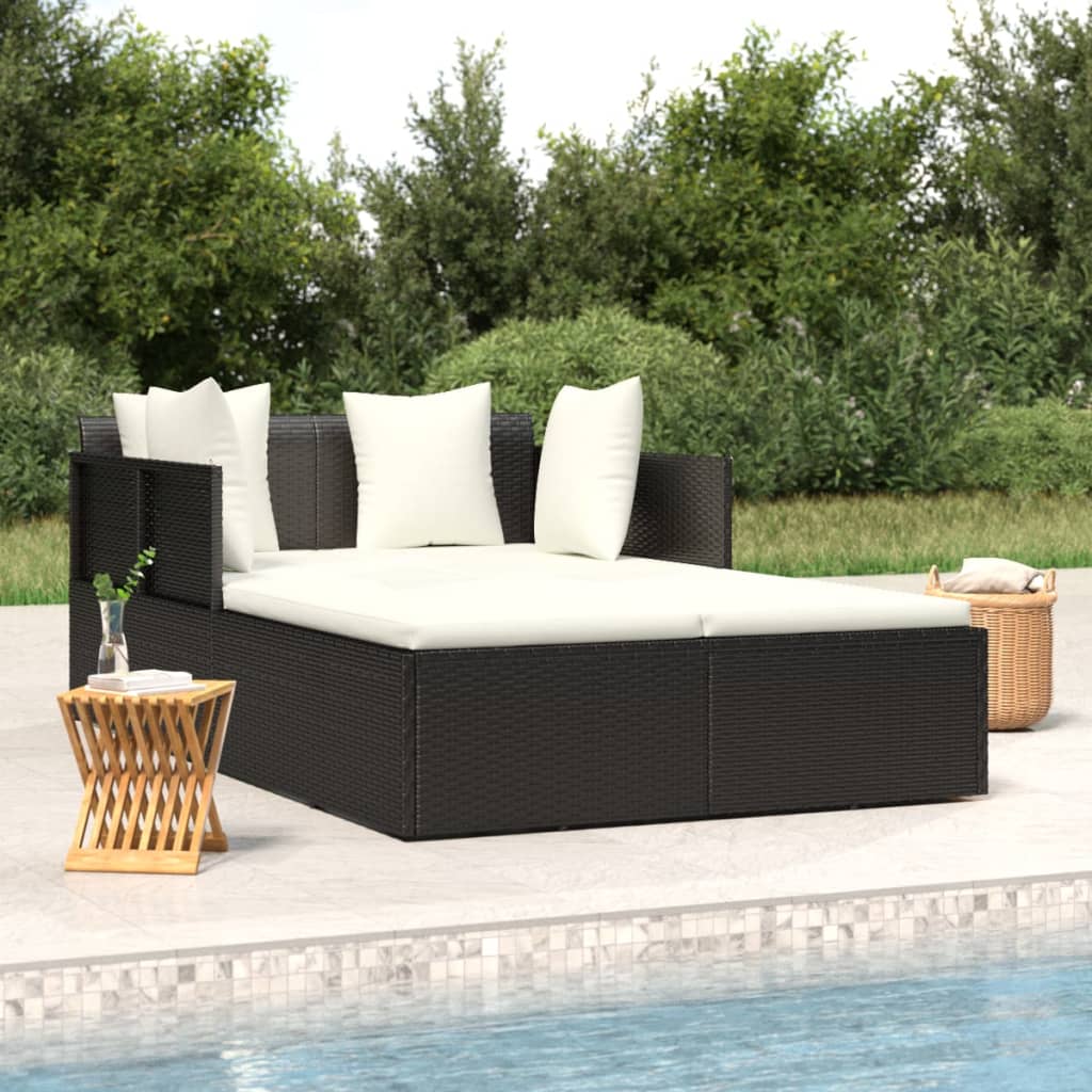 solseng med hynder 182x118x63 cm polyrattan sort