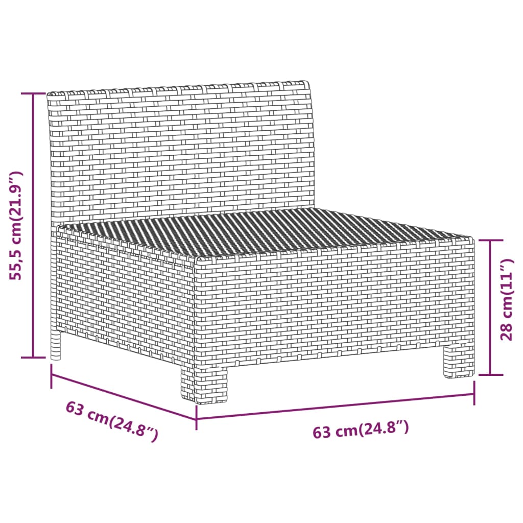 midtermodul til havesofa med hynde polyrattan grå