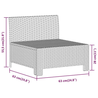 midtermodul til havesofa med hynde polyrattan grå