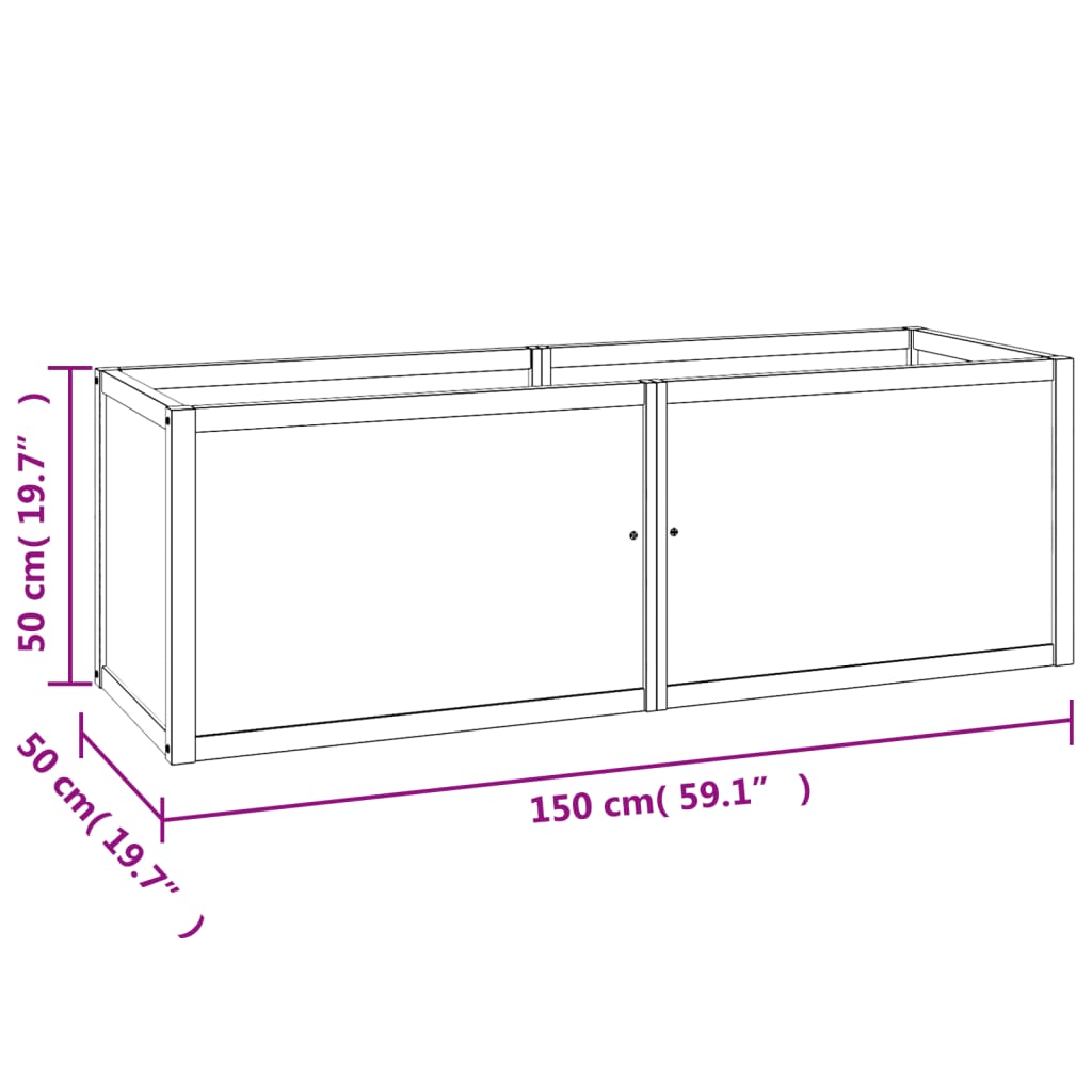 plantekasse 150x50x50 cm massivt teaktræ