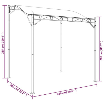 baldakin 2x2,3 m 180 g/m² stof og stål antracitgrå