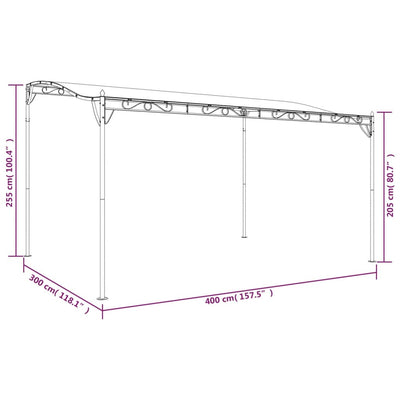 baldakin 4x3 m 180 g/m² stof og stål gråbrun