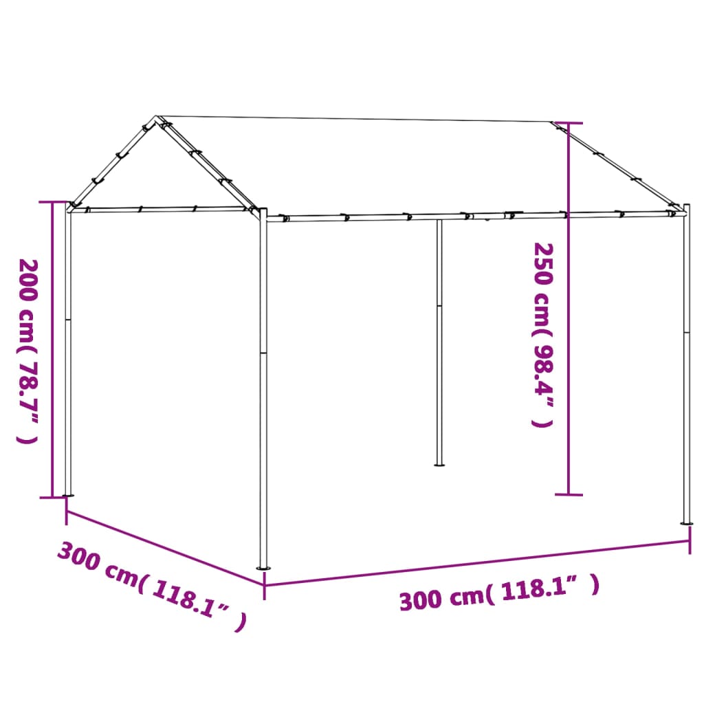 pavillon 3x3 m stål og stof antracitgrå