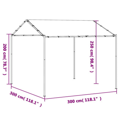 pavillon 3x3 m stål og stof antracitgrå