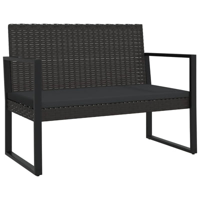 havebænk med hynder 106 cm polyrattan sort