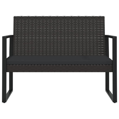 havebænk med hynder 106 cm polyrattan sort