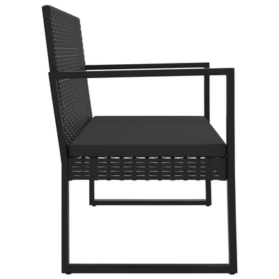 havebænk med hynder 106 cm polyrattan sort