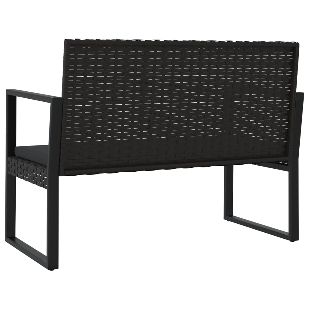 havebænk med hynder 106 cm polyrattan sort