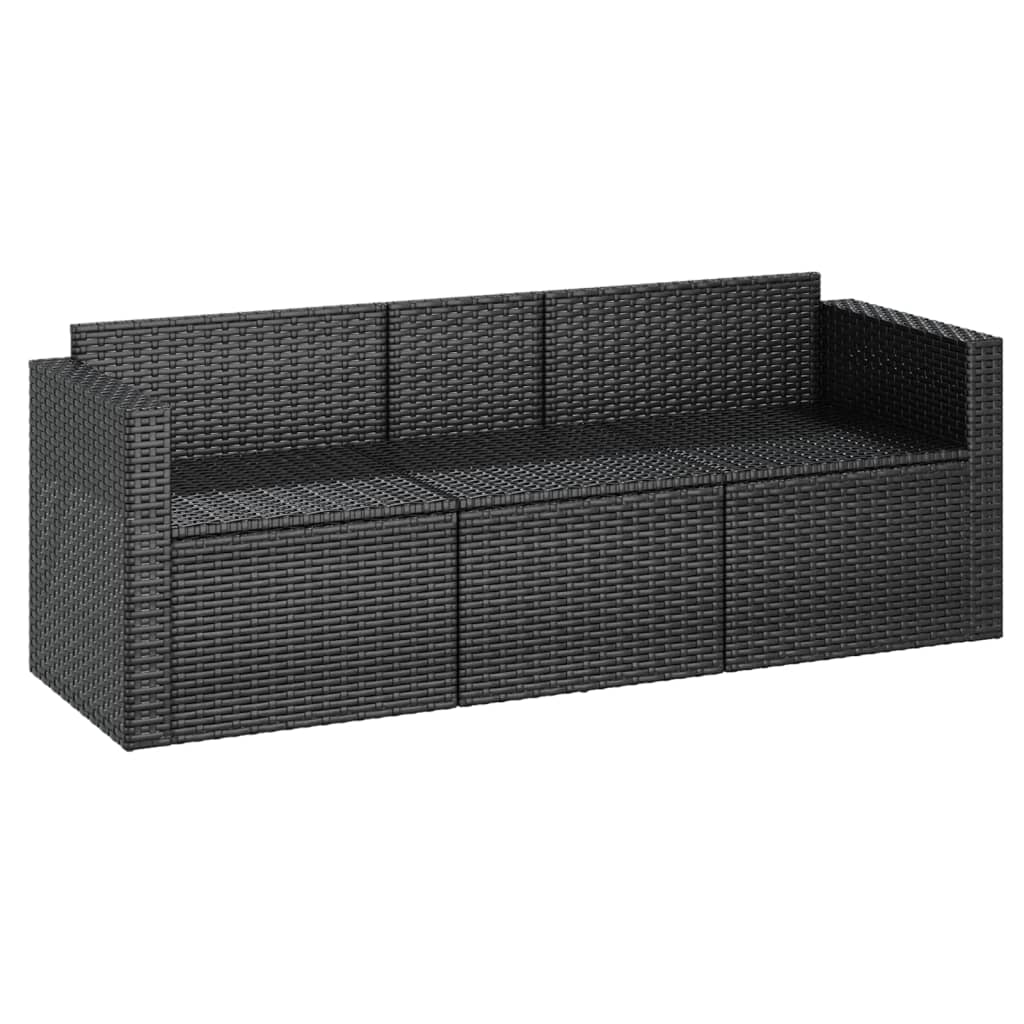 3-personers havesofa med hynder polyrattan sort