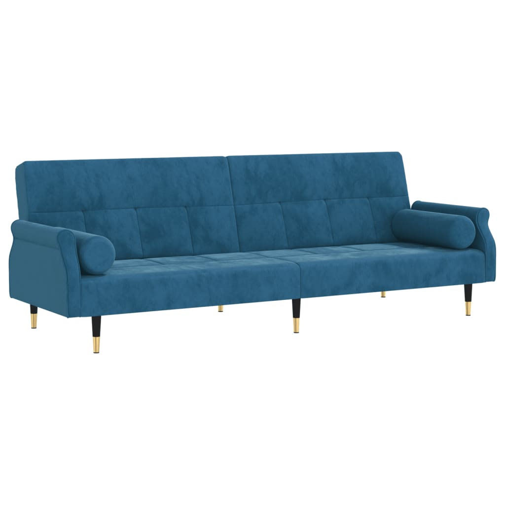 sovesofa med hynder velour blå