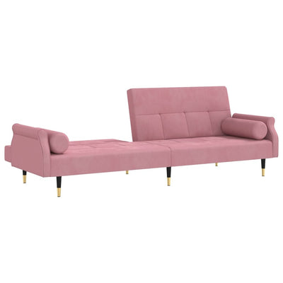 sovesofa med hynder velour lyserød