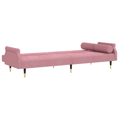 sovesofa med hynder velour lyserød