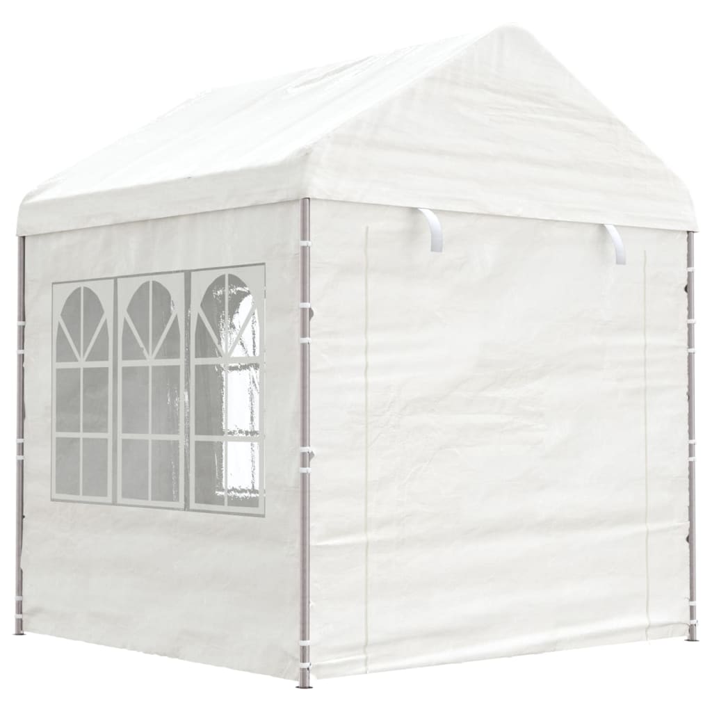 pavillon med tag 2,28x2,23x2,69 m polyethylen hvid