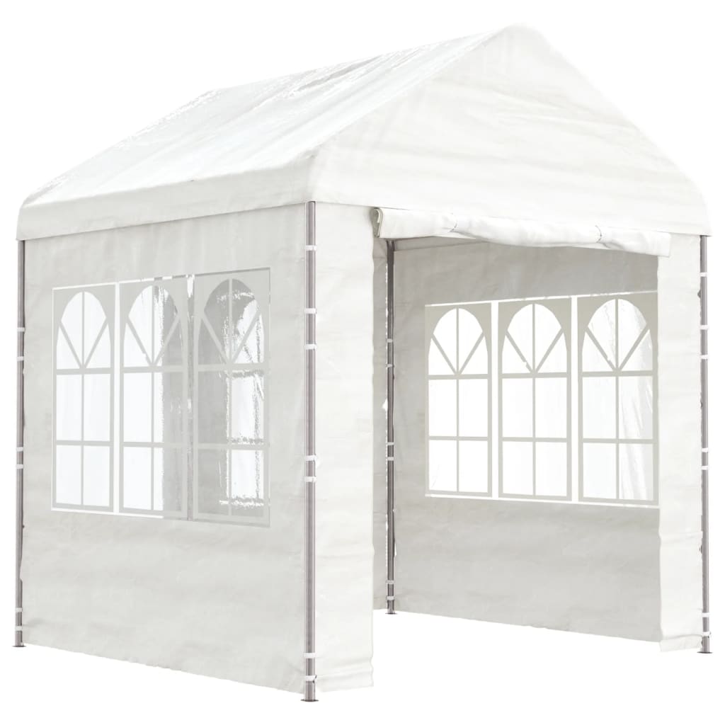 pavillon med tag 2,28x2,23x2,69 m polyethylen hvid