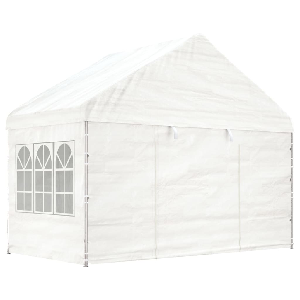 pavillon med tag 4,08x2,23x3,22 m polyethylen hvid