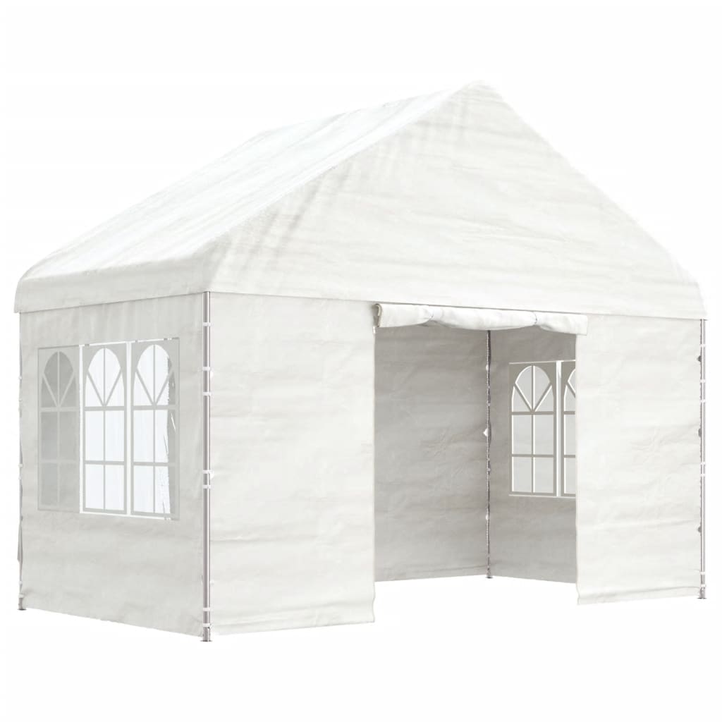 pavillon med tag 4,08x2,23x3,22 m polyethylen hvid