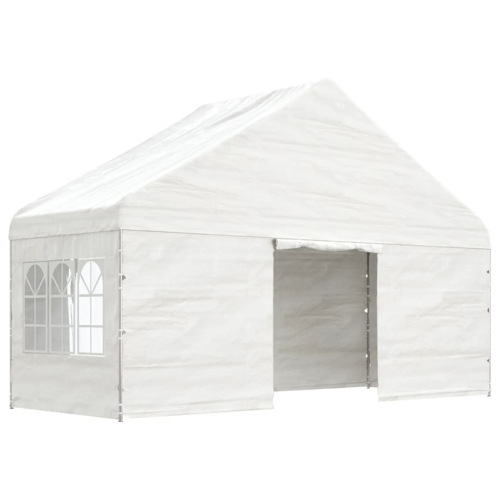 pavillon med tag 5,88x2,23x3,75 m polyethylen hvid