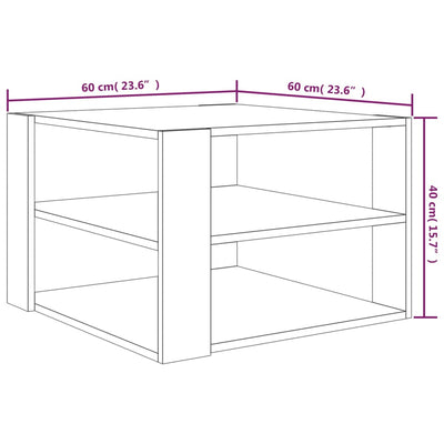 sofabord 60x60x40 cm konstrueret træ røget egetræsfarve