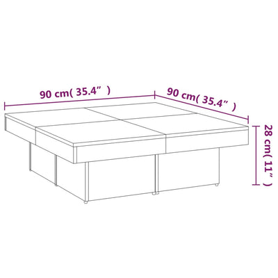 sofabord 90x90x28 cm konstrueret træ røget egetræsfarve