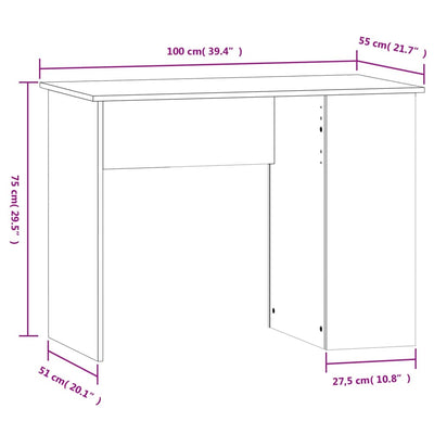 skrivebord 100x55x75 cm konstrueret træ hvid