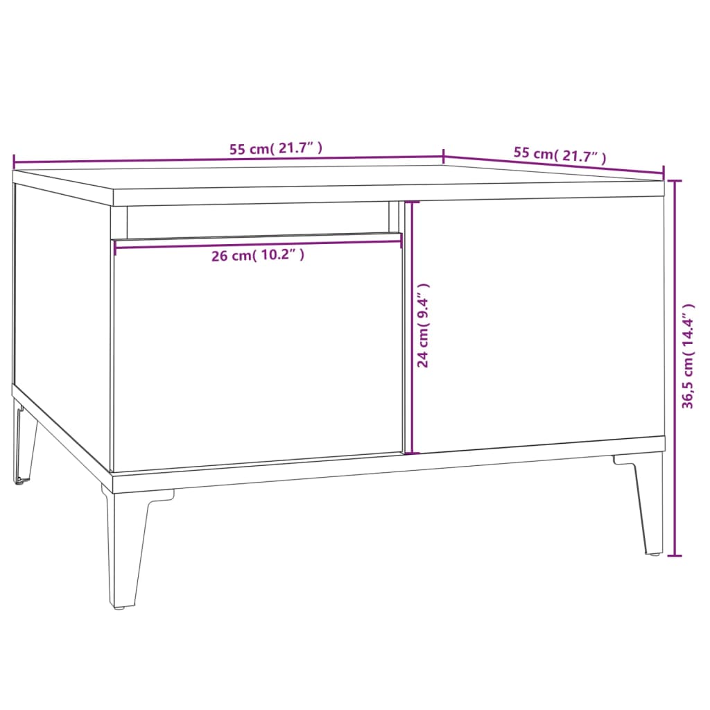 sofabord 55x55x36,5 cm konstrueret træ sort