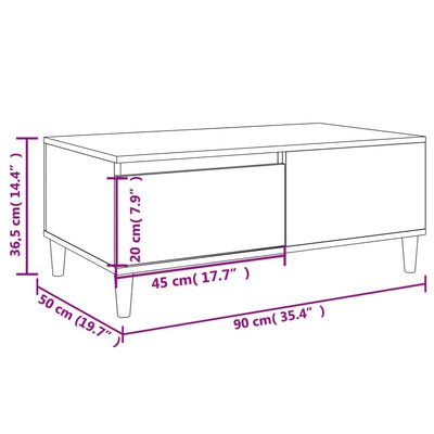 sofabord 90x50x36,5 cm konstrueret træ sort