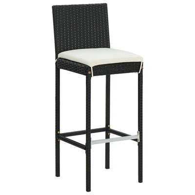 barstole med hynder 6 stk. polyrattan sort