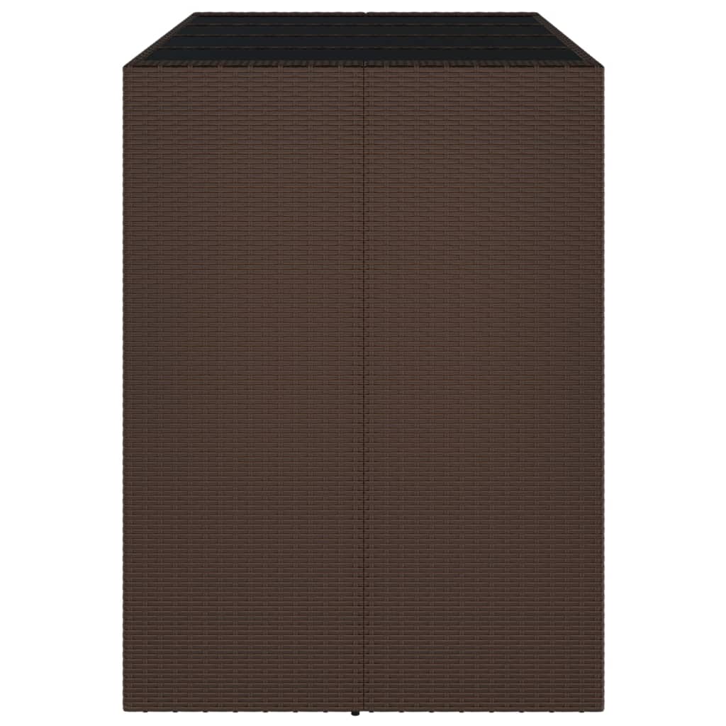 barbord med glasplade 145x80x110 cm polyrattan brun