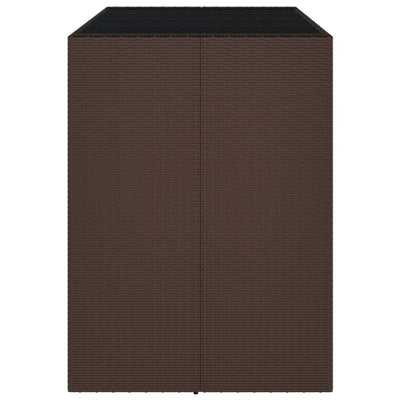 barbord med glasplade 145x80x110 cm polyrattan brun