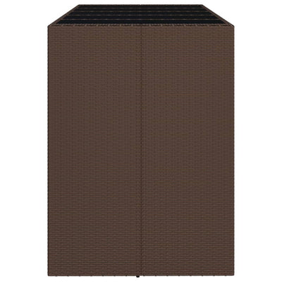 barbord med glasplade 185x80x110 cm polyrattan brun