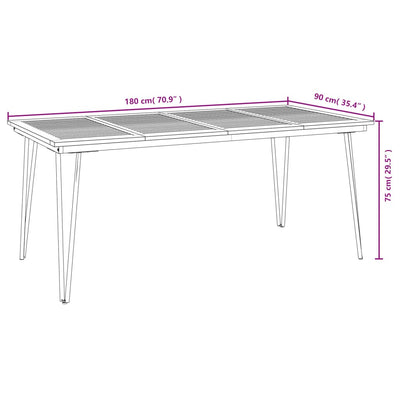 havebord med hairpin-bordben 180x90x75 cm massivt akacietræ