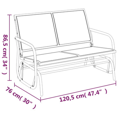 gyngebænk til haven 120,5x76x86,5 cm textilene og stål sort