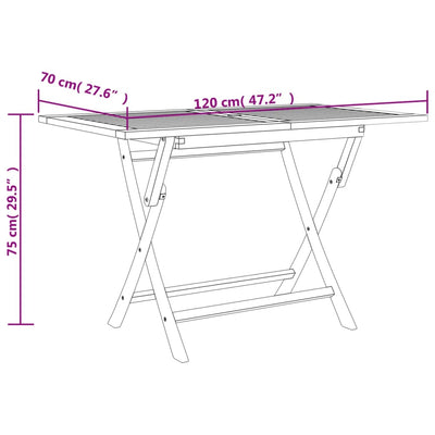 foldbart havebord 120x70x75 cm massivt teaktræ grå