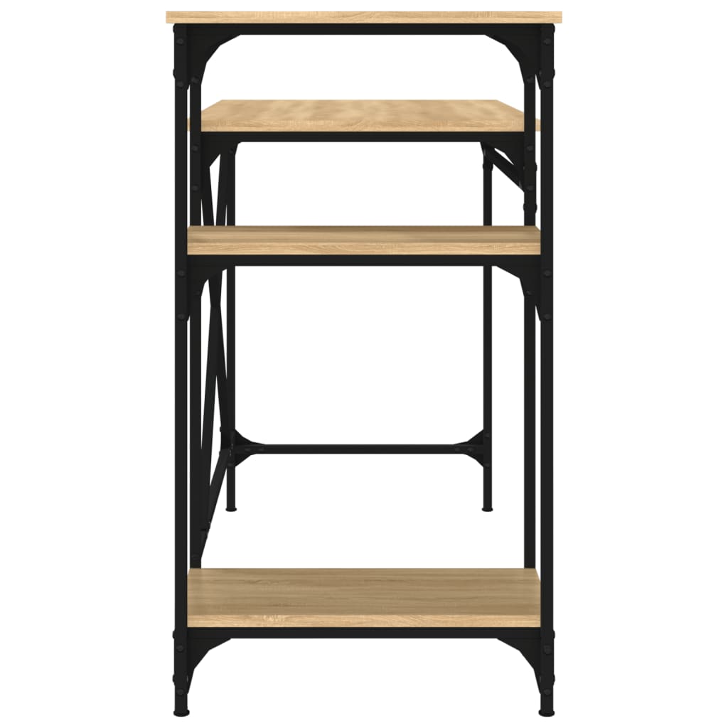 skrivebord m. hylder 105x50x90cm konstrueret træ jern sonoma-eg