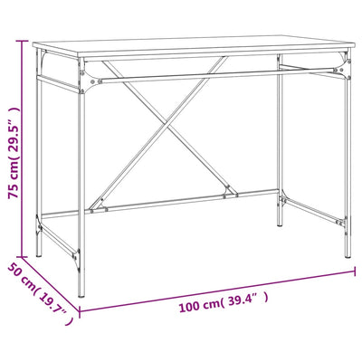 skrivebord 100x50x75 cm konstrueret træ og jern grå sonoma-eg