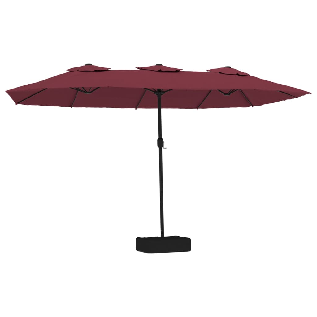 parasol m. dobbelt parasoldug 449x245 cm bordeauxrød