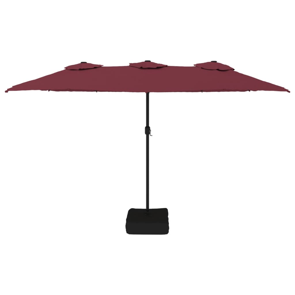 parasol m. dobbelt parasoldug 449x245 cm bordeauxrød