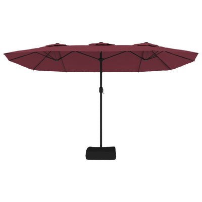 parasol m. dobbelt parasoldug 449x245 cm bordeauxrød