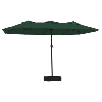 parasol med dobbelt parasoldug og LED-lys 449x245 cm grøn