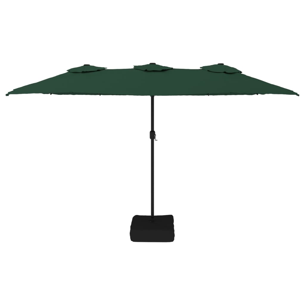 parasol med dobbelt parasoldug og LED-lys 449x245 cm grøn