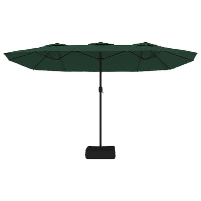 parasol med dobbelt parasoldug og LED-lys 449x245 cm grøn