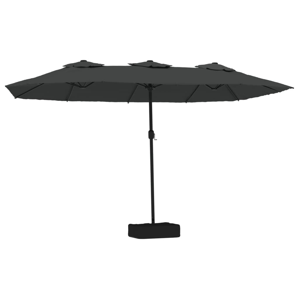 parasol m. dobbelt parasoldug og LED-lys 449x245 cm antracitgrå