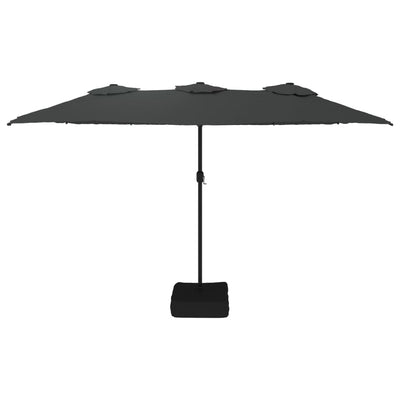 parasol m. dobbelt parasoldug og LED-lys 449x245 cm antracitgrå