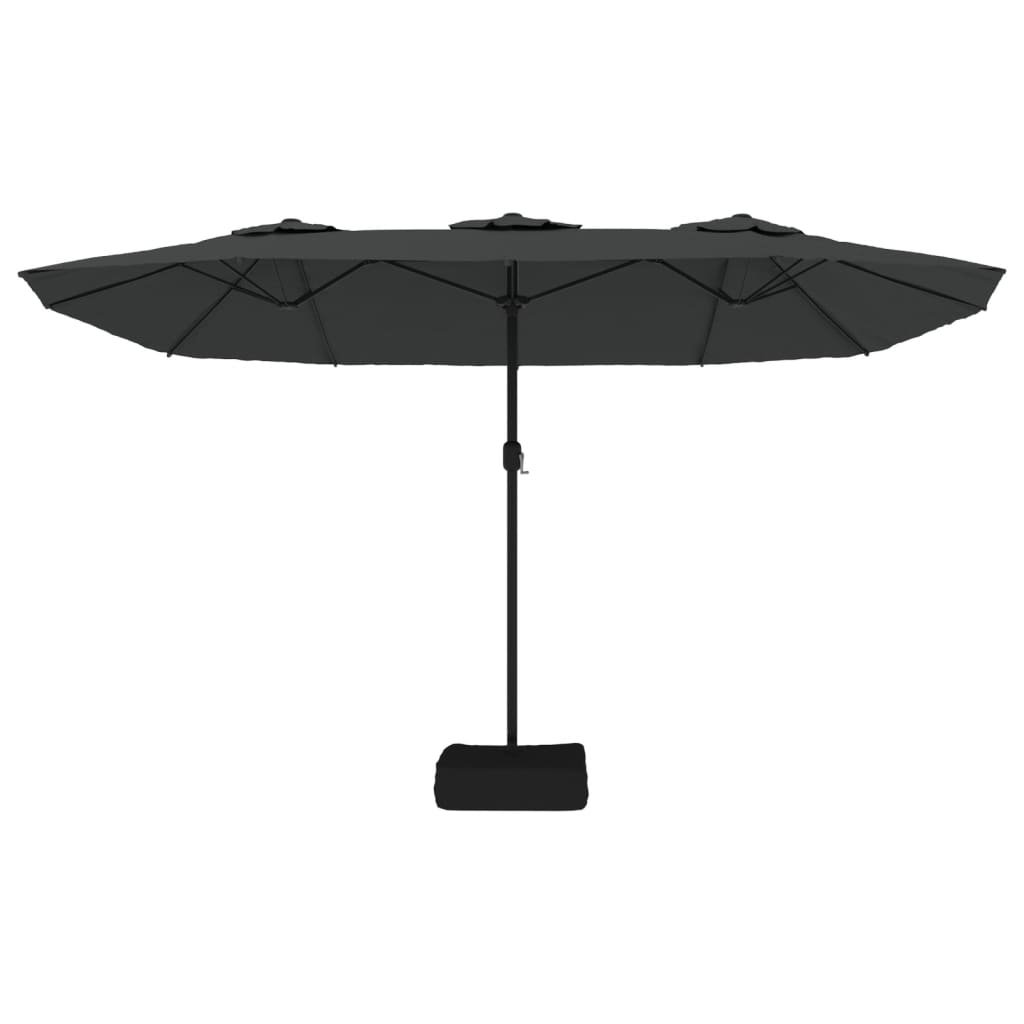 parasol m. dobbelt parasoldug og LED-lys 449x245 cm antracitgrå