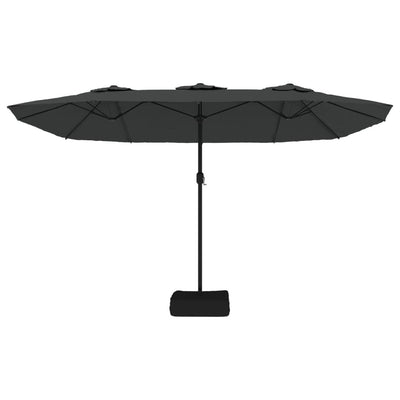 parasol m. dobbelt parasoldug og LED-lys 449x245 cm antracitgrå