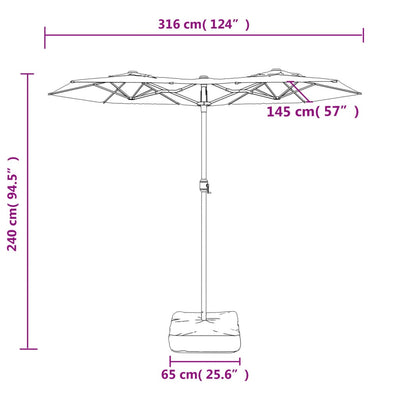 parasol m. dobbelt parasoldug 316x240 cm sandhvid